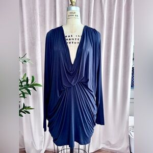 Riller & Fount Navy Blue Draped Mini Dress